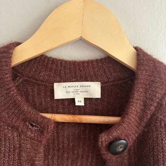 Sézane Othello Cardigan Mocha | Alpaca Knit | Size XS - Picture 4 of 5